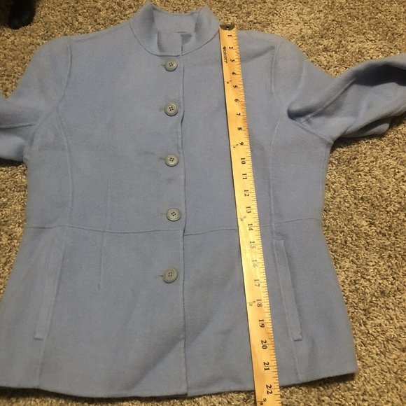 Alexandra Bartlett Women's 100% Wool Button Blazer Coat Jacket blue petites PM - Picture 9 of 16